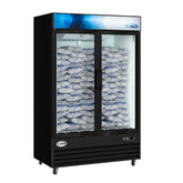53 in. 42 cu. ft. Commercial Indoor Two Glass-Door Ice Merchandiser Freezer in Black (KM-IM53-2GD)